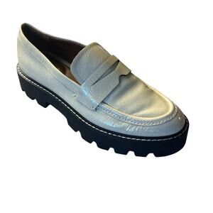 Franco Sarto Balin White Patent Leather Platform Lug Sole Loafers Size 6.5